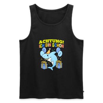 Achtung Ich Bin Schon 2 Geburtstag Hai - Männer Premium Bio Tank Top - Schwarz - Vorne - Michal (187cm)