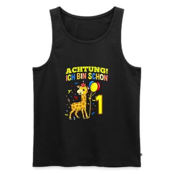 Achtung Ich Bin Schon 1 Geburtstag Giraffe - Männer Premium Bio Tank Top - Schwarz - Vorne - Michal (187cm)