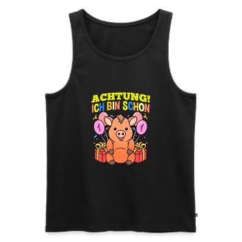 Achtung Ich Bin Schon 1 Geburtstag Warzenschwein - Männer Premium Bio Tank Top - Schwarz - Vorne - Michal (187cm)