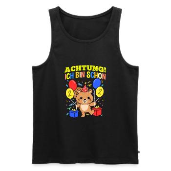 Achtung Ich Bin Schon 2 Geburtstag Eichhörnchen - Männer Premium Bio Tank Top - Schwarz - Vorne - Michal (187cm)