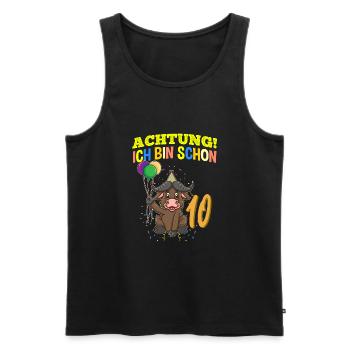 Achtung Ich Bin Schon 10 Geburtstag Büffel Bison - Männer Premium Bio Tank Top - Schwarz - Vorne - AI Model Male 178 light (178cm)