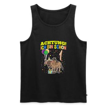 Achtung Ich Bin Schon 1 Tier Geburtstag Gnu - Männer Premium Bio Tank Top - Schwarz - Vorne - Michal (187cm)