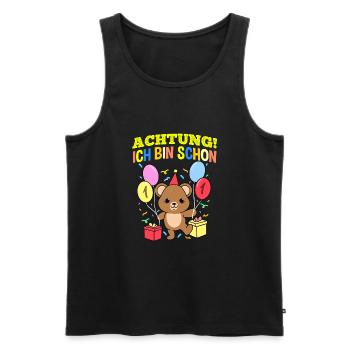 Achtung Ich Bin Schon 1 Geburtstag Teddybär - Männer Premium Bio Tank Top - Schwarz - Vorne - Michal (187cm)