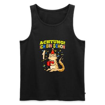 Achtung Ich Bin Schon 1 Geburtstag Bartagame - Männer Premium Bio Tank Top - Schwarz - Vorne - Michal (187cm)