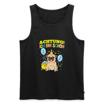 Achtung Ich Bin Schon 2 Geburtstag Mops - Männer Premium Bio Tank Top - Schwarz - Vorne - Michal (187cm)