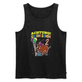 Achtung Ich Bin Schon 2 Geburtstag Warzenschwein - Männer Premium Bio Tank Top - Schwarz - Vorne - Michal (187cm)