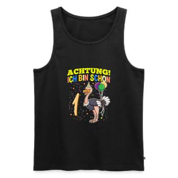 Achtung Ich Bin Schon 1 Tier Geburtstag Strauß - Männer Premium Bio Tank Top - Schwarz - Vorne - Michal (187cm)