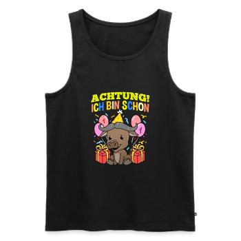 Achtung Ich Bin Schon 1 Geburtstag Büffel - Männer Premium Bio Tank Top - Schwarz - Vorne - Michal (187cm)