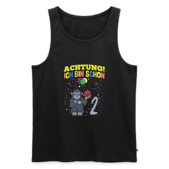 Achtung Ich Bin Schon 2 Geburtstag Gorilla - Männer Premium Bio Tank Top - Schwarz - Vorne - Michal (187cm)