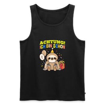 Achtung Ich Bin Schon 1 Tier Geburtstag Faultier - Männer Premium Bio Tank Top - Schwarz - Vorne - Michal (187cm)