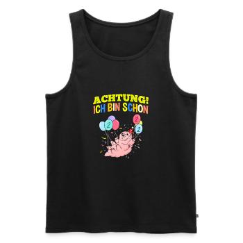 Achtung Ich Bin Schon 2 Geburtstag Bärtierchen - Männer Premium Bio Tank Top - Schwarz - Vorne - Michal (187cm)