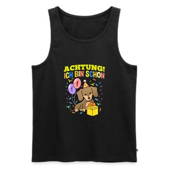 Achtung Ich Bin Schon 1 Geburtstag Dackel - Männer Premium Bio Tank Top - Schwarz - Vorne - Michal (187cm)
