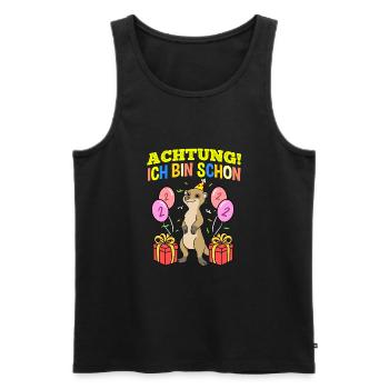 Achtung Ich Bin Schon 2 Geburtstag Erdmännchen - Männer Premium Bio Tank Top - Schwarz - Vorne - Michal (187cm)