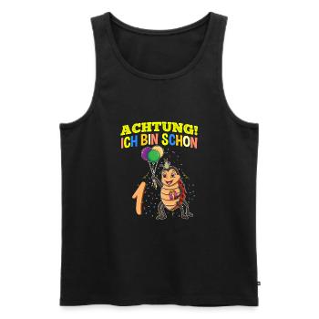 Achtung Ich Bin Schon 1 Geburtstag Marienkäfer - Männer Premium Bio Tank Top - Schwarz - Vorne - Michal (187cm)