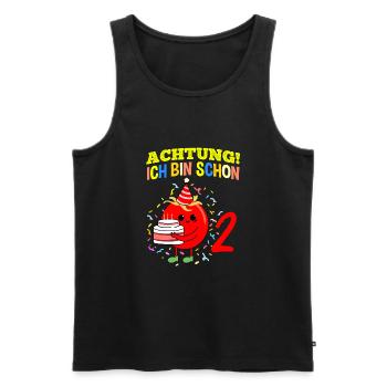 Achtung Ich Bin Schon 2 Geburtstag Tomate - Männer Premium Bio Tank Top - Schwarz - Vorne - Michal (187cm)