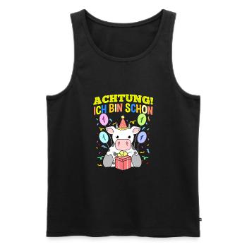 Achtung Ich Bin Schon 1 Geburtstag Kuh - Männer Premium Bio Tank Top - Schwarz - Vorne - Michal (187cm)