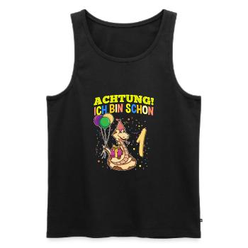 Achtung Ich Bin Schon 1 Tier Geburtstag Schlange - Männer Premium Bio Tank Top - Schwarz - Vorne - Michal (187cm)