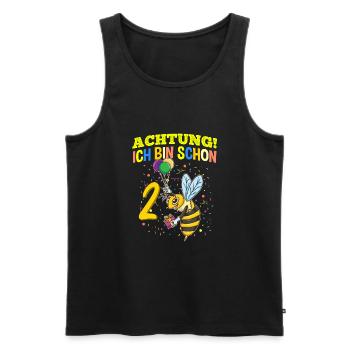 Achtung Ich Bin Schon 2 Tier Geburtstag Wespe - Männer Premium Bio Tank Top - Schwarz - Vorne - Michal (187cm)