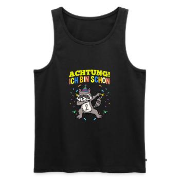 Achtung Ich Bin Schon 2 Geburtstag Waschbär - Männer Premium Bio Tank Top - Schwarz - Vorne - Michal (187cm)