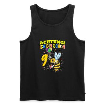 Achtung Ich Bin Schon 9 Tier Geburtstag Wespe - Männer Premium Bio Tank Top - Schwarz - Vorne - Michal (187cm)