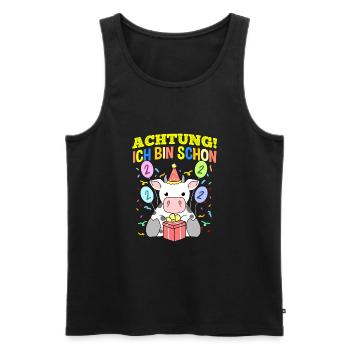 Achtung Ich Bin Schon 2 Geburtstag Kuh - Männer Premium Bio Tank Top - Schwarz - Vorne - Michal (187cm)