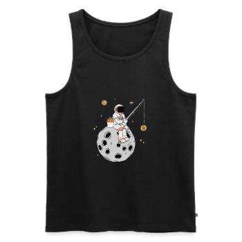 Astronaute Pêche Bitcoin Stock Market Trader - Débardeur bio Premium Homme - noir - Devant - Michal (187cm)