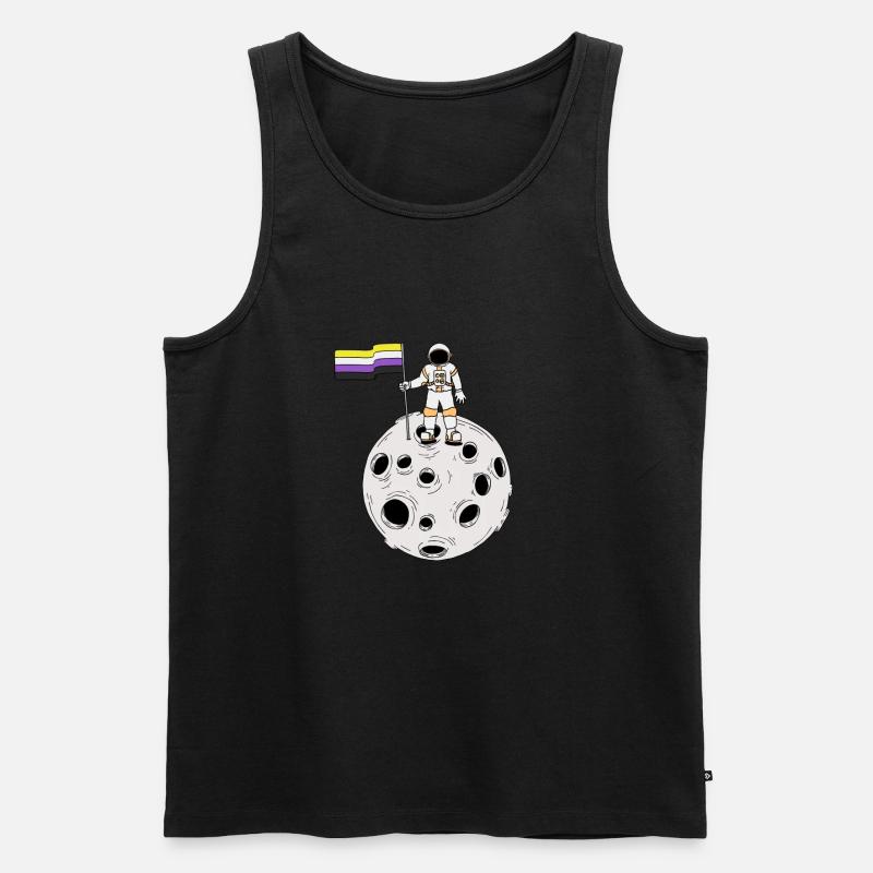 Nonbinary-Astronaut auf dem Mond Nonbinary-Flagge - Männer Premium Bio Tank Top - Schwarz