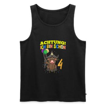 Achtung Ich Bin Schon 4 Geburtstag Büffel Bison - Männer Premium Bio Tank Top - Schwarz - Vorne - AI Model Male 178 light (178cm)