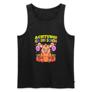 Achtung Ich Bin Schon 5 Geburtstag Warzenschwein - Männer Premium Bio Tank Top - Schwarz - Vorne - Michal (187cm)