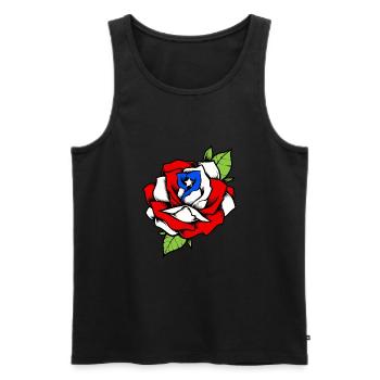 Porto Rico Fleur Rose Drapeau Portoricain - Débardeur bio Premium Homme - noir - Devant - AI Model Male 178 light (178cm)