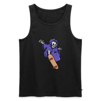 Skeleton rides skateboard skater Halloween - Men's Premium Organic Tank Top - black - Front - Michal (187cm)