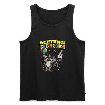 Achtung Ich Bin Schon 4 Tier Geburtstag Lemur Affe - Männer Premium Bio Tank Top - Schwarz - Vorne - Michal (187cm)