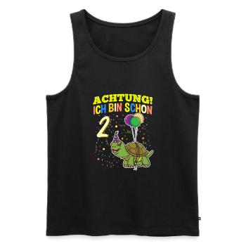 Achtung Ich Bin Schon 2 Geburtstag Schildkröte - Männer Premium Bio Tank Top - Schwarz - Vorne - Michal (187cm)
