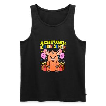 Achtung Ich Bin Schon 4 Geburtstag Warzenschwein - Männer Premium Bio Tank Top - Schwarz - Vorne - Michal (187cm)