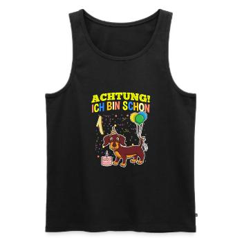 Achtung Ich Bin Schon 1 Tier Geburtstag Dackel - Männer Premium Bio Tank Top - Schwarz - Vorne - Michal (187cm)
