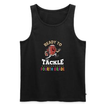 Ready to tackle fourth grade First day of school - Men's Premium Organic Tank Top - black - Front - AI Model Male 178 light (178cm)