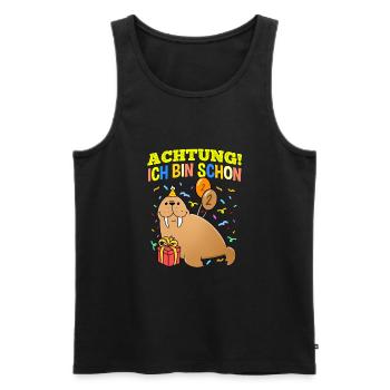 Achtung Ich Bin Schon 2 Geburtstag Walross - Männer Premium Bio Tank Top - Schwarz - Vorne - Michal (187cm)