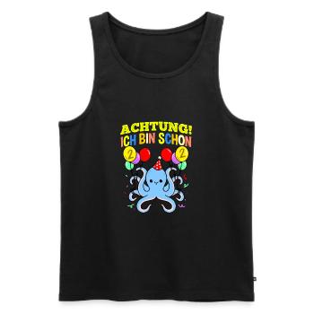 Achtung Ich Bin Schon 2 Geburtstag Oktopus - Männer Premium Bio Tank Top - Schwarz - Vorne - Michal (187cm)