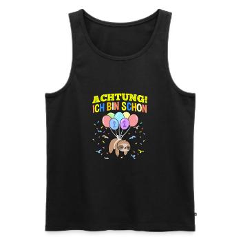 Achtung Ich Bin Schon 2 Geburtstag Faultier - Männer Premium Bio Tank Top - Schwarz - Vorne - Michal (187cm)