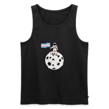 Drapeau de la Fierté trans de l’astronaute transgenre - Débardeur bio Premium Homme - noir - Devant - Michal (187cm)