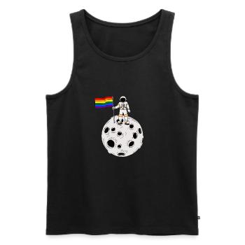 Astronaute gay LGBT Gay Pride Drapeau - Débardeur bio Premium Homme - noir - Devant - Michal (187cm)