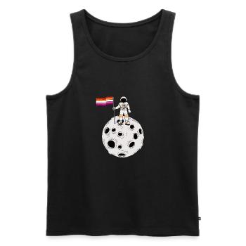 Astronaute lesbienne sur la lune Drapeau lesbien - Débardeur bio Premium Homme - noir - Devant - AI Model Male 178 light (178cm)