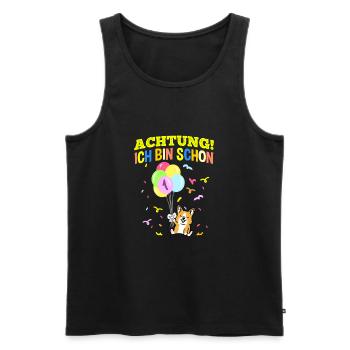Achtung Ich Bin Schon 1 Geburtstag Corgi - Männer Premium Bio Tank Top - Schwarz - Vorne - Michal (187cm)