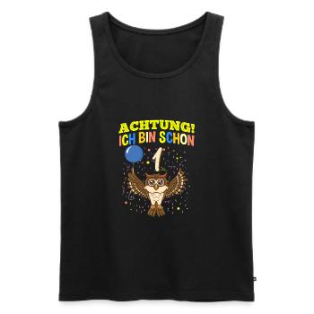 Achtung Ich Bin Schon 1 Safari Geburtstag Eule - Männer Premium Bio Tank Top - Schwarz - Vorne - Michal (187cm)