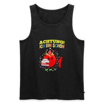 Achtung Ich Bin Schon 1 Geburtstag Tomate - Männer Premium Bio Tank Top - Schwarz - Vorne - Michal (187cm)