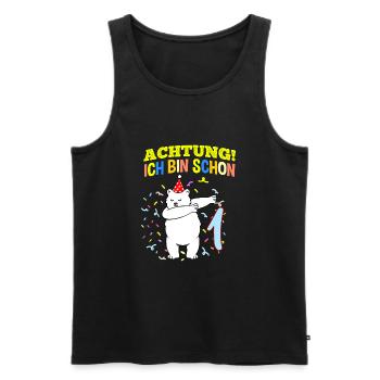 Achtung Ich Bin Schon 1 Geburtstag Eisbär - Männer Premium Bio Tank Top - Schwarz - Vorne - Michal (187cm)