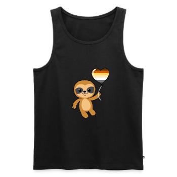 Sloth Heart Balloon Gay Bear - Men's Premium Organic Tank Top - black - Front - AI Model Male 178 light (178cm)