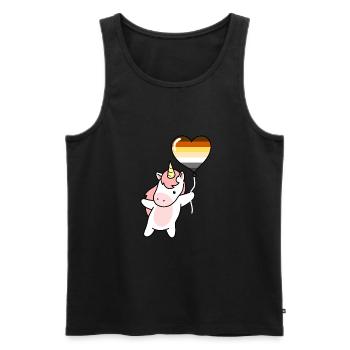 Unicorn Heart Balloon Gay Bear - Men's Premium Organic Tank Top - black - Front - Michal (187cm)