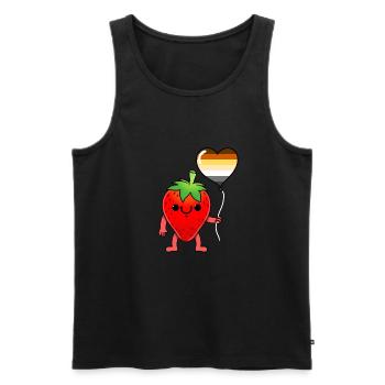 Strawberry Heart Balloon Gay Bear - Men's Premium Organic Tank Top - black - Front - Michal (187cm)