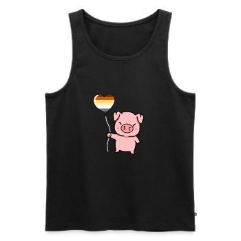 Schwein Herzballon Gay Bear Pride - Männer Premium Bio Tank Top - Schwarz - Vorne - Michal (187cm)